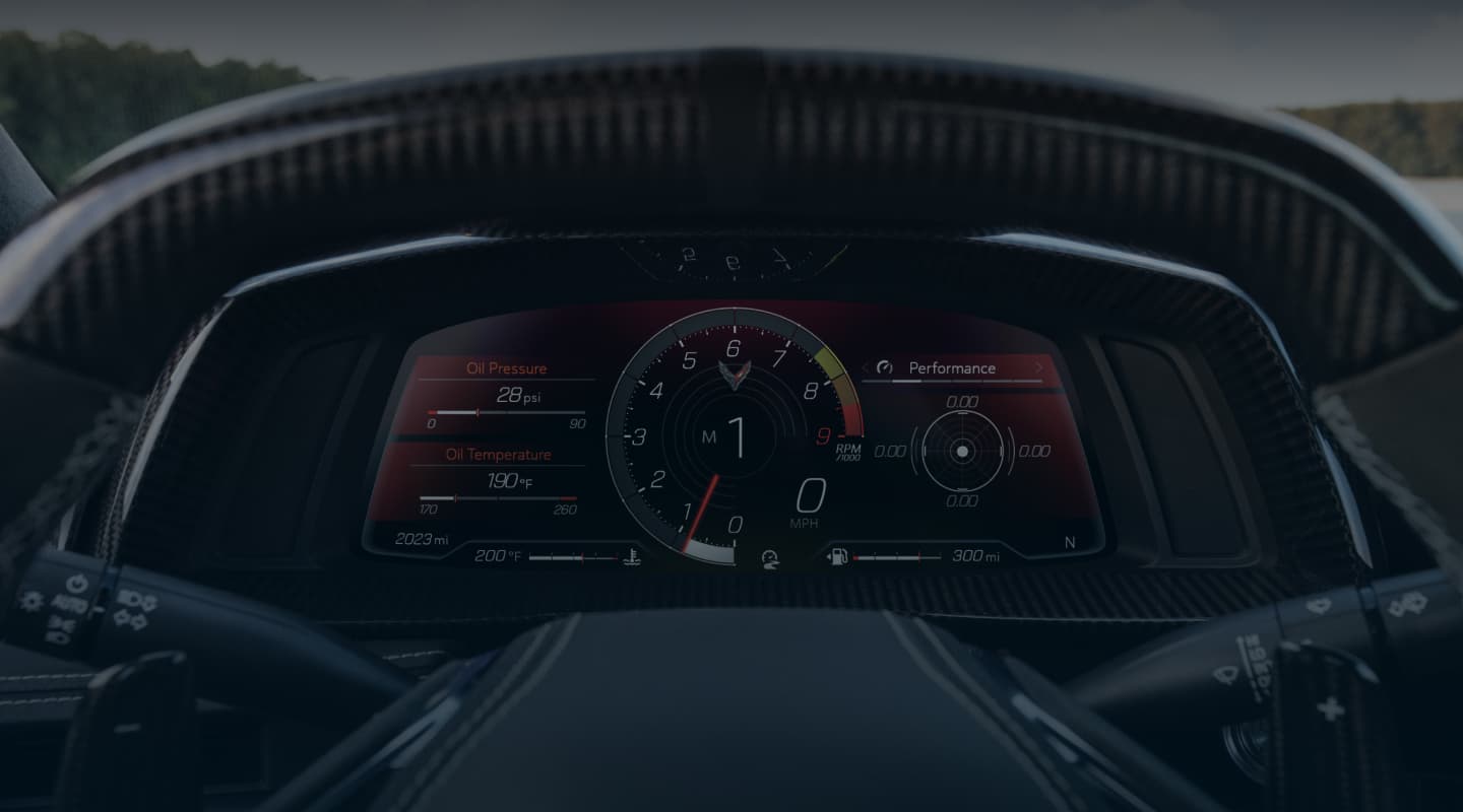 Corvette steering wheel and dashboard